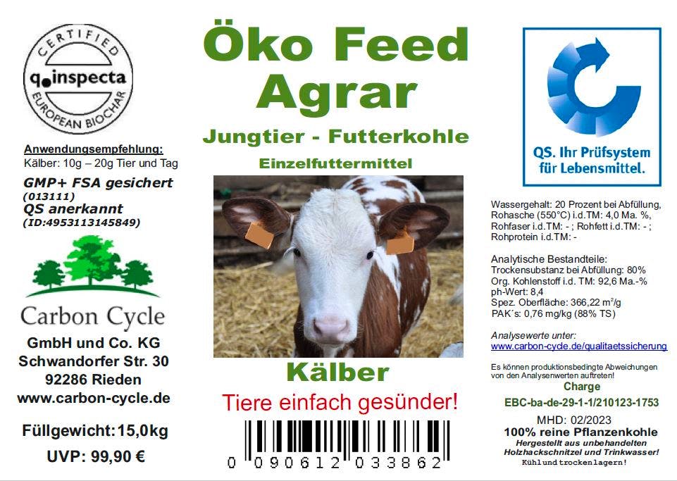 ÖKO FEED AGRAR - Kälber-Futterkohle (ultrafein gemahlen)